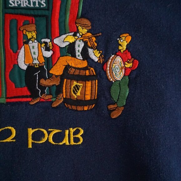 VTG Gildan Navy Heavyweight Cotton Murray's Pub Irish Pub Crewneck Sweater XL - Picture 6 of 10
